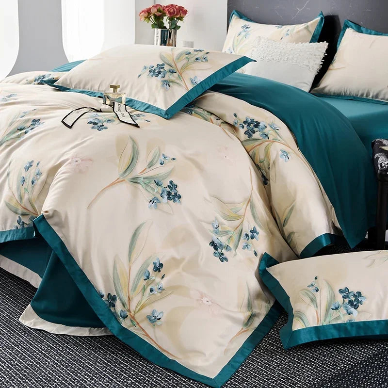 DecorBites™ Egyptian Cotton Bedding Set Queen King Ru Double Size Print Bed Linens