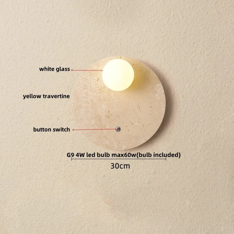 Travertine Glass Wall Light