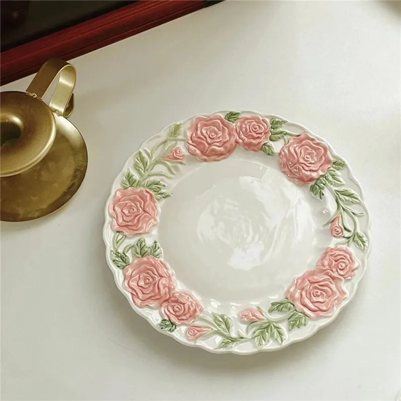 DecorBites™ Kawaii Animal Ceramic Drinkware Set: Coffee Cup, Dessert Plate, Cute Dog Mug