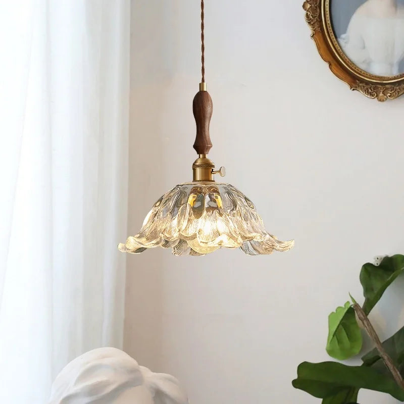 DecorBites™ Glass LED Pendant Lamp Petal Lampshade for Bedroom Living Dining Room