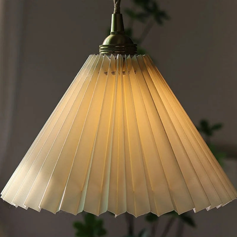 DecorBites™ LED Walnut Wood Pendant Light Japan Style Bouffant Cloth Living Room Decoration