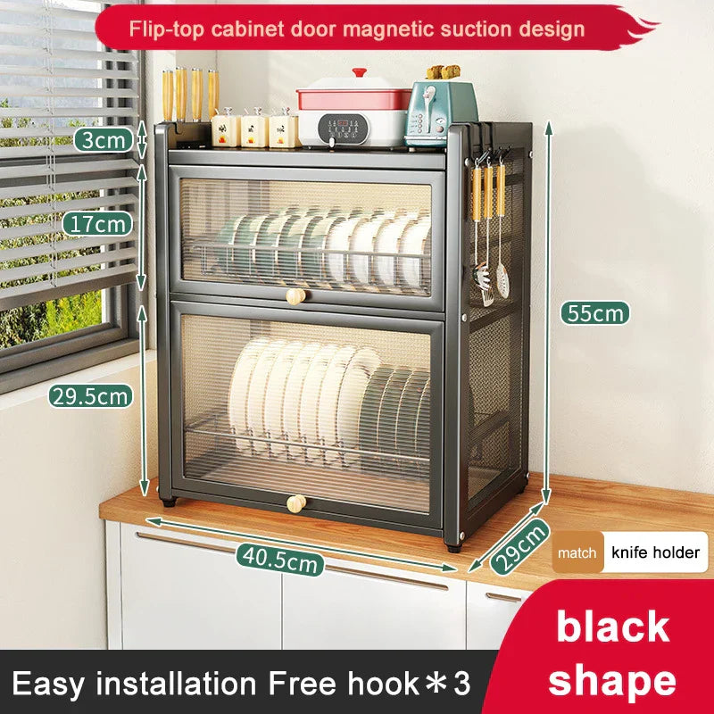 DecorBites™ Double-layer Kitchen Dish Drying Rack with Chopstick Cage and Tableware Basket