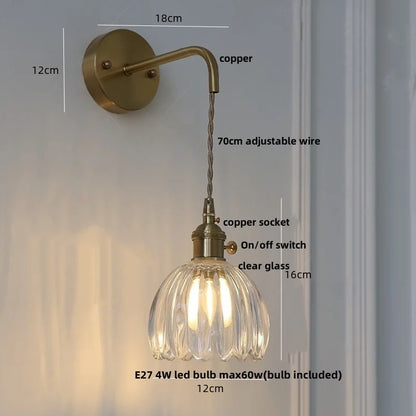DecorBites™ LED Wall Lights Modern Nordic Pull Chain Glass Bedroom Lamp