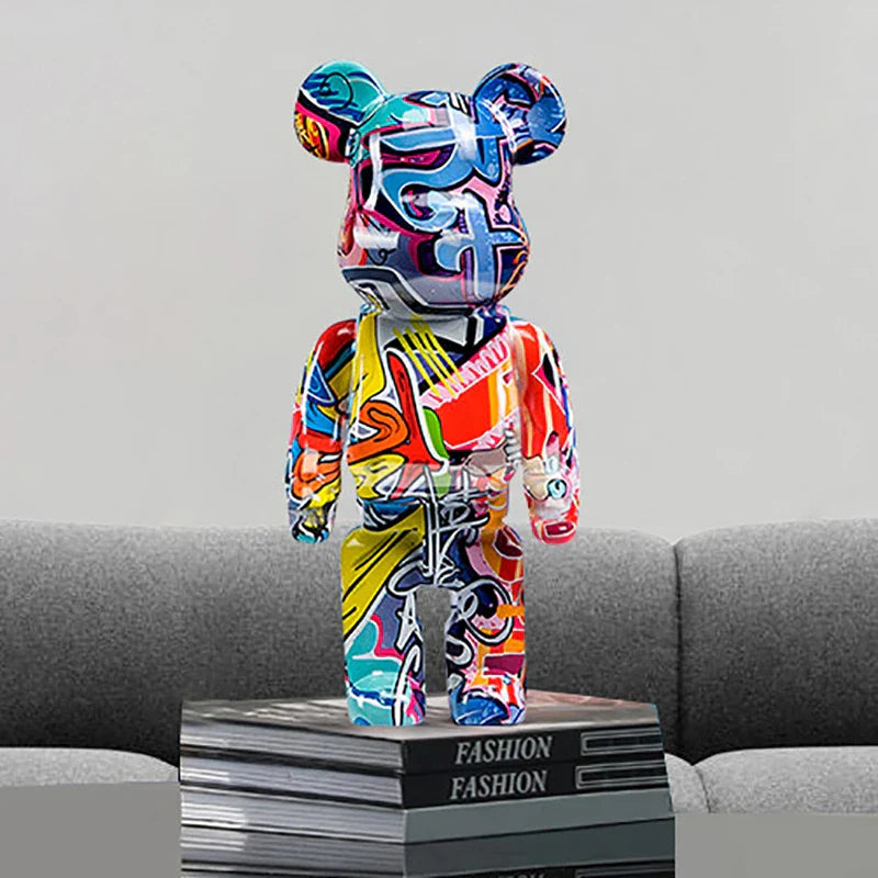DecorBites™ Graffiti Bear 27cm Figurine | Modern Home Decor Statue & Money Jar