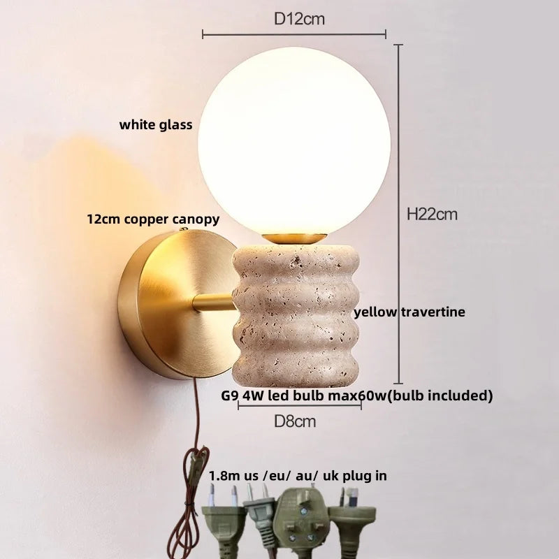 White Glass Wall Lamp Japanese Style Foyer