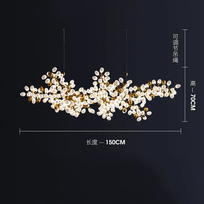 Gold Glass Pendant Chandelier For Kitchen L200cm