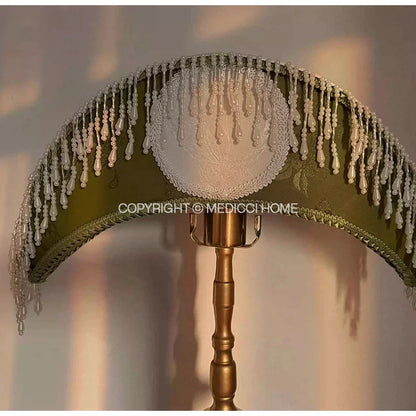 DecorBites™ Crescent Moon Lampshade with Tassels - Victorian Style Medieval Desk Light Cover