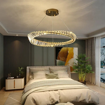 DecorBites™ Gold LED Crystal Pendant Chandelier for Luxury Living Dining Room LightingDécor