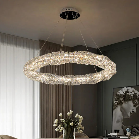 DecorBites™ Dimmable Crystal Chandelier Pendant Light for Modern Luxury Living Room.