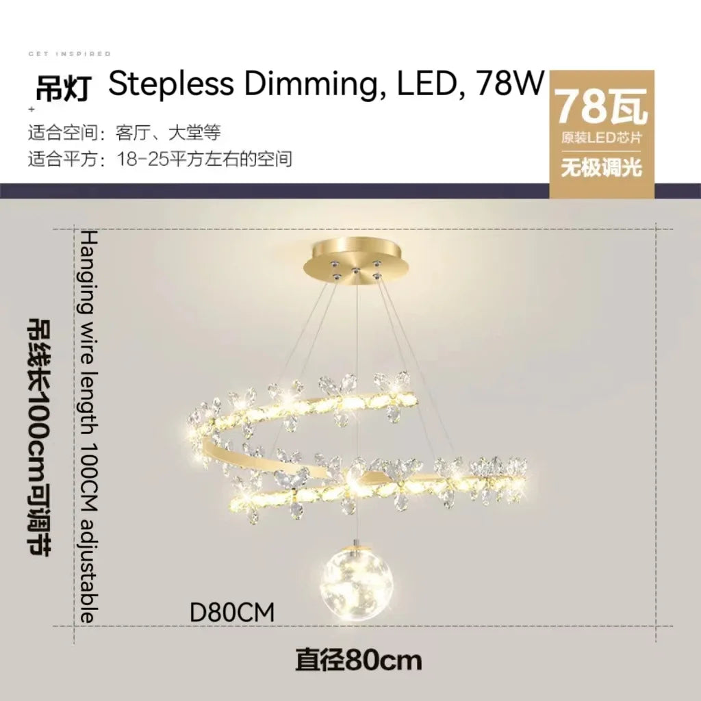 DecorBites™ Crystal Gold Ceiling Chandelier: Luxury Nordic Living Room Lamp