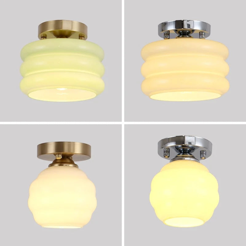 DecorBites™ Creamy Glass Iron LED Ceiling Light - Modern Indoor Lighting Fixtures