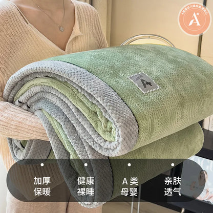 DecorBites™ Cozy Cotton Velvet Plush Blanket: Luxuriously Soft and Warm Light Blanket