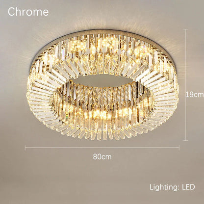 DecorBites™ Crystal Gold LED Ring Ceiling Light - Modern Luxury Home Lighting