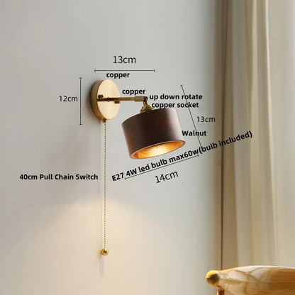 DecorBites™ LED Wall Lamp Walnut Wood Stair Light Fixture