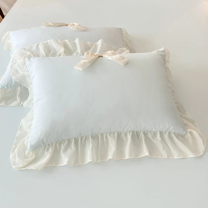DecorBites™ Korean Lace Bow Bedding Set: Luxury Princess Quilt Cover for Girls Wedding Home Textiles