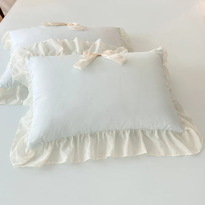 DecorBites™ Korean Lace Bow Bedding Set: Luxury Princess Quilt Cover for Girls Wedding Home Textiles