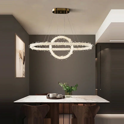 DecorBites™ Crystal Flower LED Chandelier: Elegant Round Pendant Light for Dining & Living Room