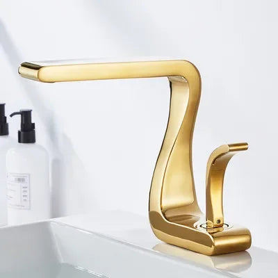 Luxury White Gold Bathroom Mixer Tap Brass Wash Basin Faucet Hot and Cold Water Sink Retro Faucet  Single Hole Faucet Bathroom