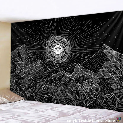 DecorBites™ Black & White Stars Mandala Tapestry - Home Decor