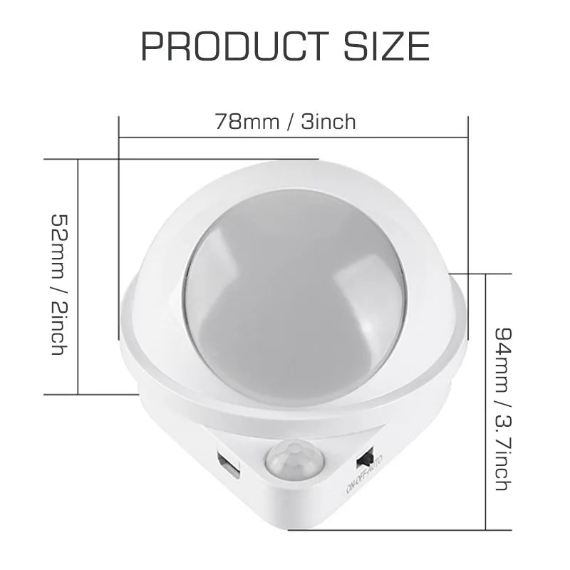 DecorBites™ 360° Rotating Magnet Night Light USB Charging Wall Lamp for Bedroom Closet