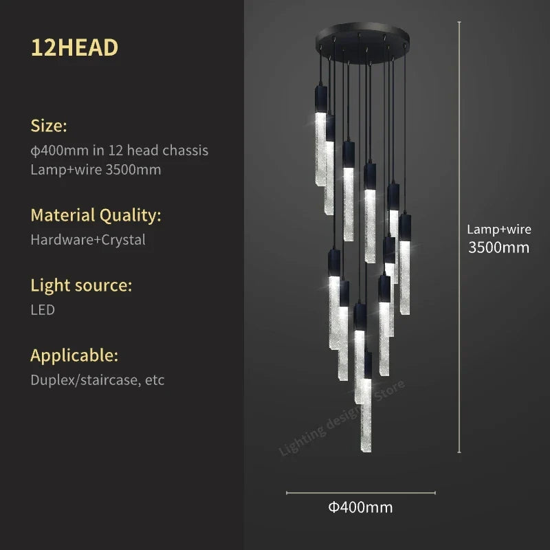 DecorBites™ Crystal Bubble Chandelier Pendant Light - Modern Staircase Hanging Fixture