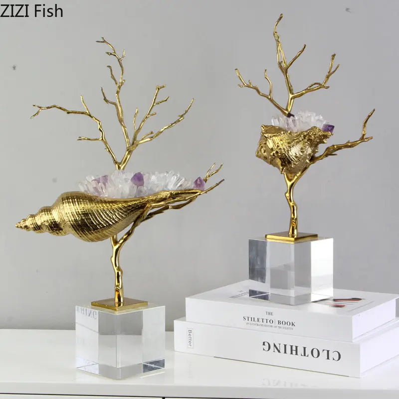 Golden Metal Conch Sculpture