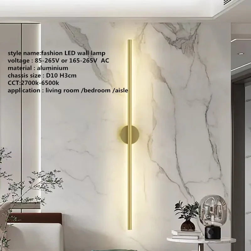 Gold Tube Wall Sconce 100cm Corridor Design