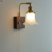 Brass Walnut Wall Sconce