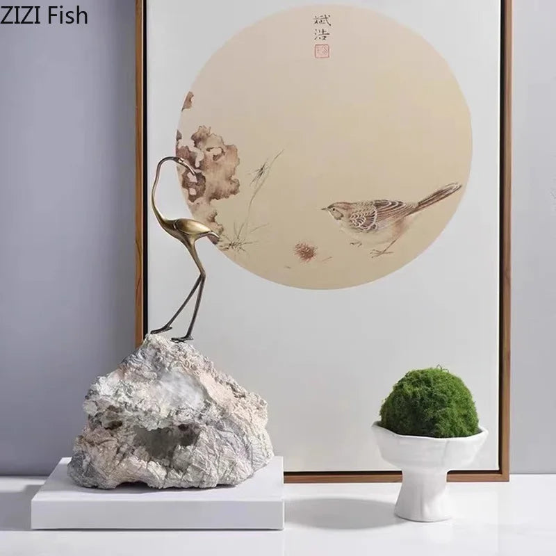 Golden Crane Desk Sculpture