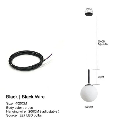 Modern White Frosted Glass Globe Pendant Light