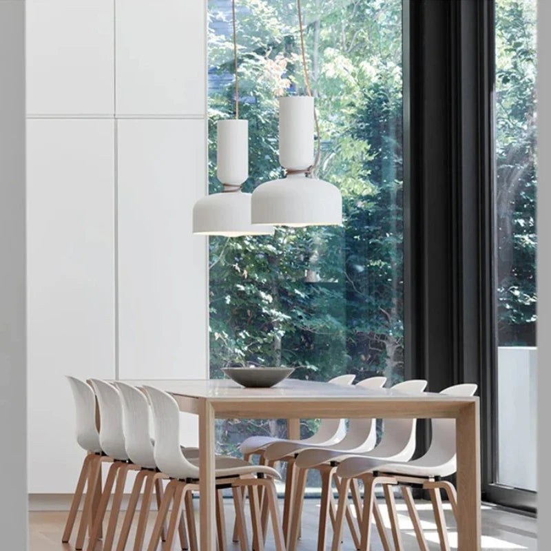 Danish Art Wrought Iron Pendant Light in Black or White