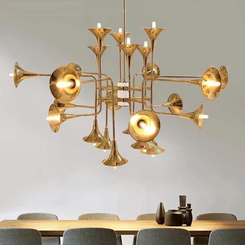 DecorBites™ Gold Flared Trumpet Chandelier for Kitchen, Hall, Study, Drawing Room