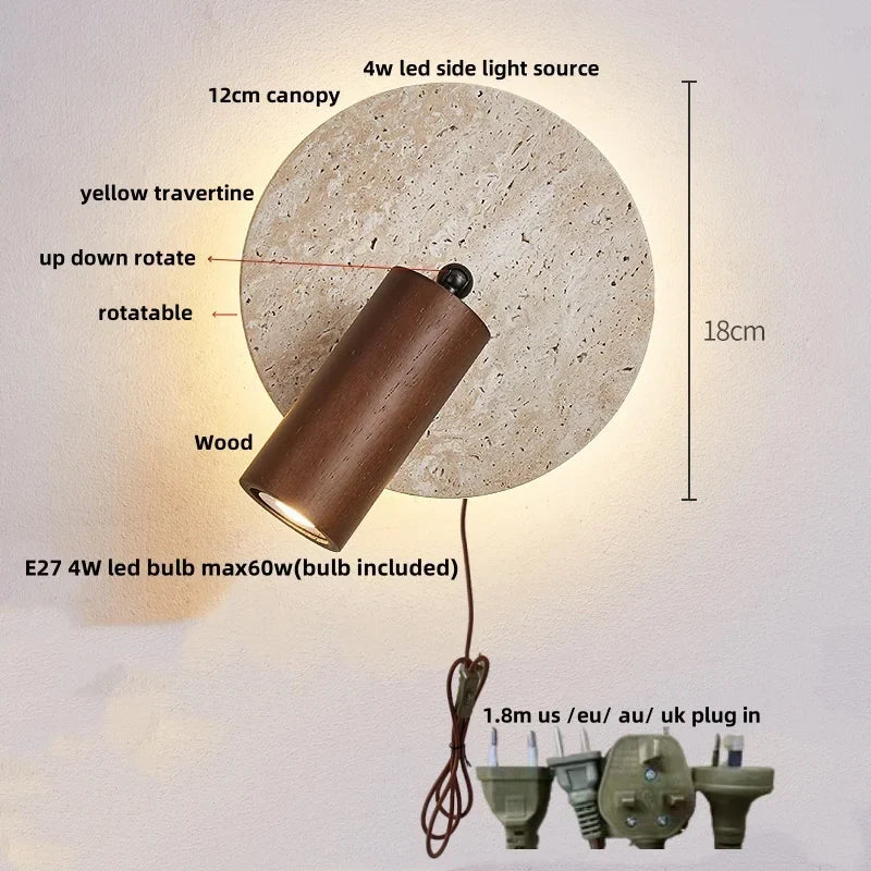 Travertine Glass Wall Light