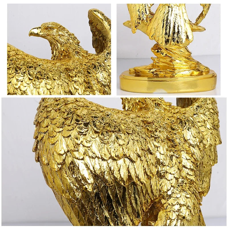 Gold Resin Eagle Statue