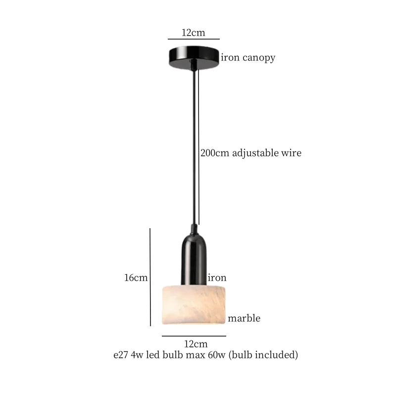 DecorBites™ Iron Marble LED Pendant Light Fixture Modern Hanging Lamp Interior Decor
