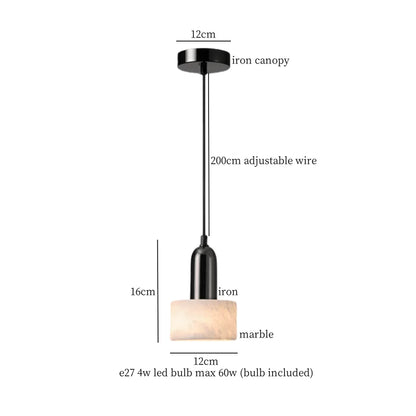 DecorBites™ Iron Marble LED Pendant Light Fixture Modern Hanging Lamp Interior Decor