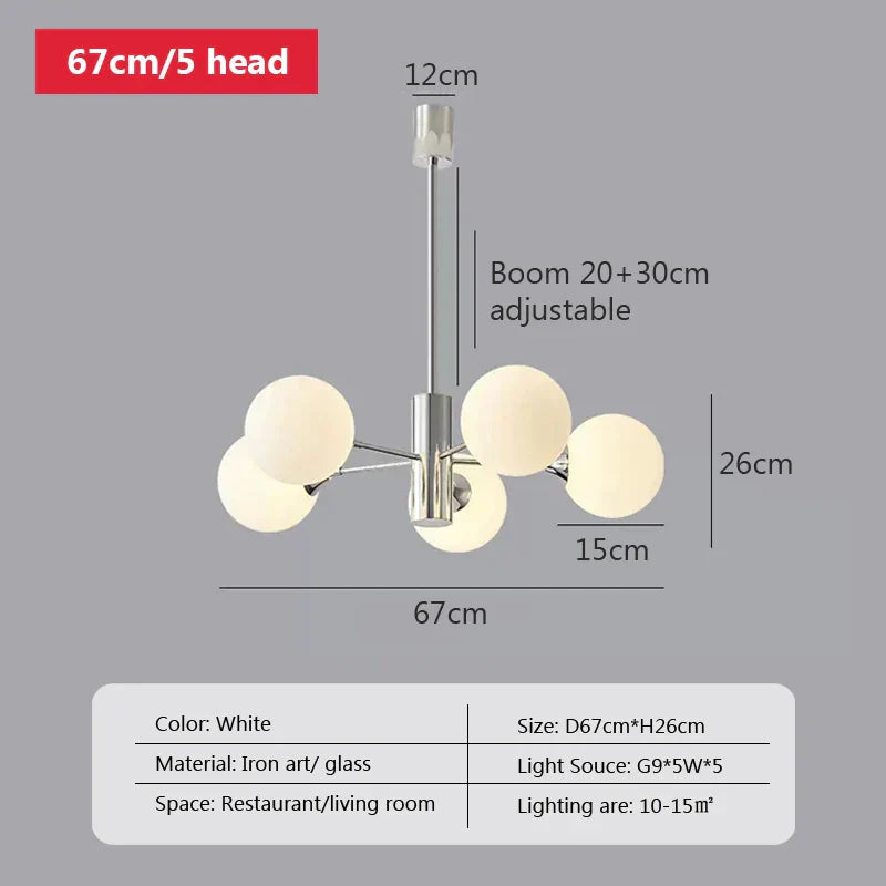 DecorBites™ Glass Ball LED Ceiling Chandelier for Home Decor & Lighting