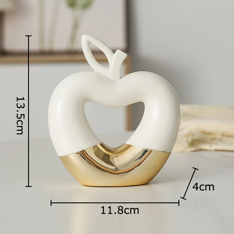 Gold Ceramic Apple Pear Statues