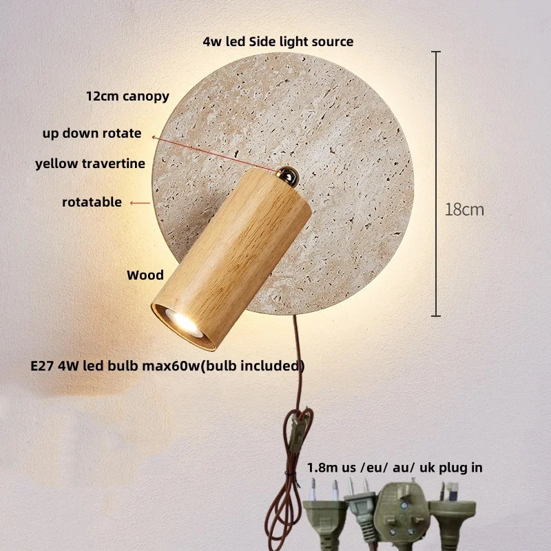 Travertine Glass Wall Light