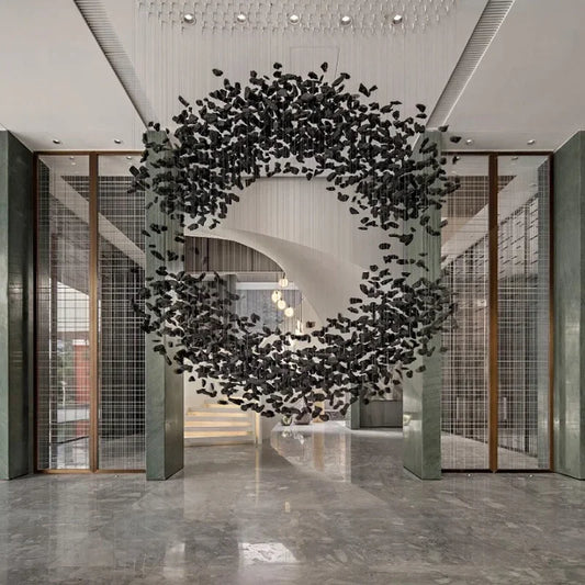 DecorBites™ Crystal LED Chandelier: Modern Luxury Staircase Pendant Light for Hallway & Lobby