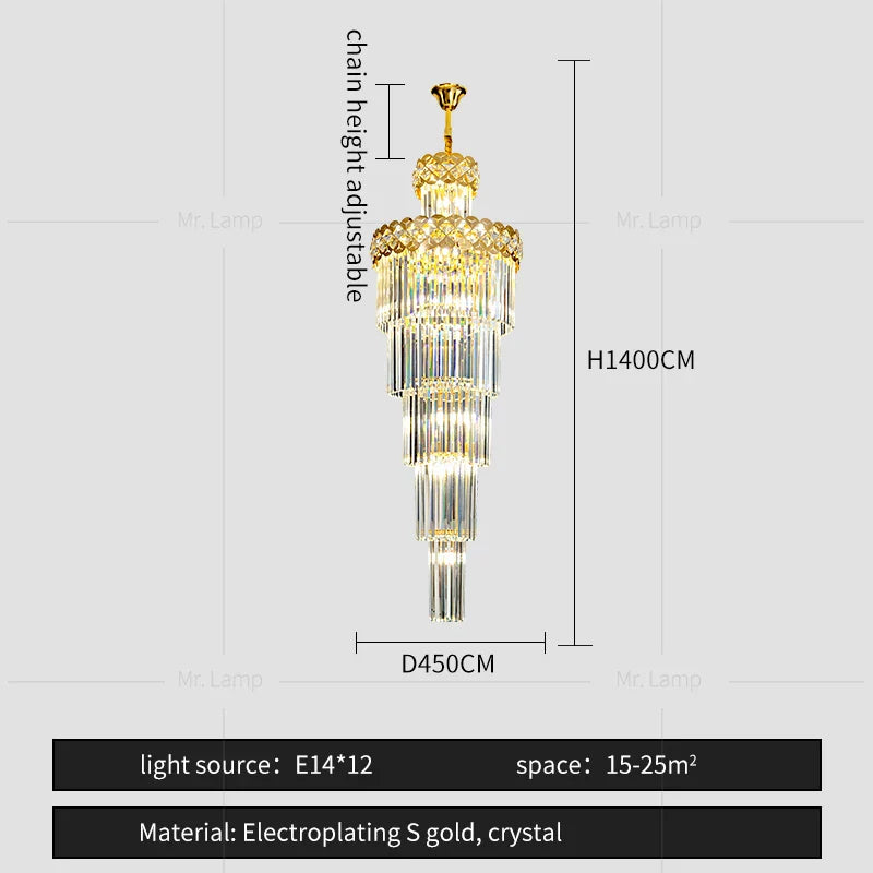 DecorBites™ Light Luxury Crystal Chandelier for Elegant Villa Living Room & Hotel Lobby