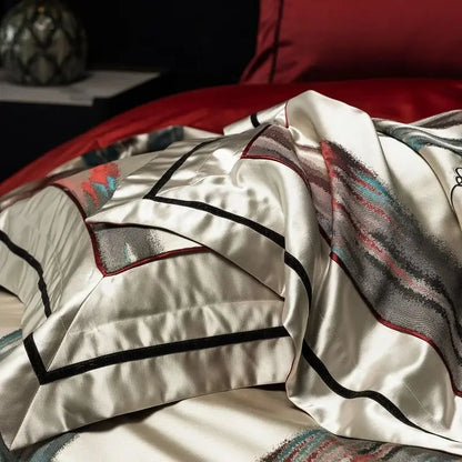 DecorBites™ Luxe Brocade Jacquard Bedding Set with Egyptian Cotton & Embroidery