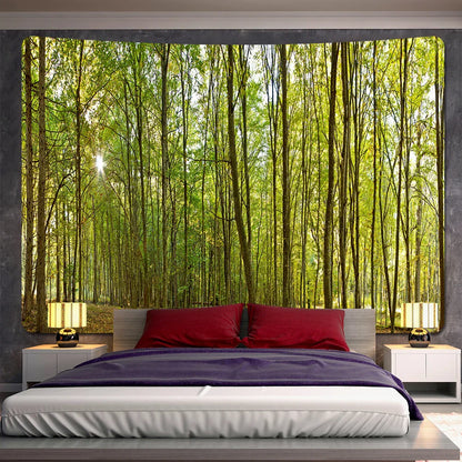 DecorBites™ Forest View Tapestry: Psychedelic Mandala Wall Decor & Beach Towel