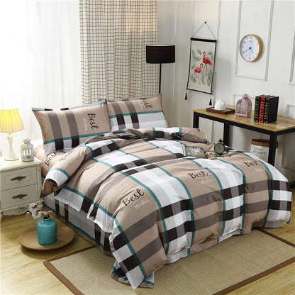DecorBites™ Geometric Floral Bedding Set with Quilt Cover, Duvet Cover, Sheet, and Pillows
