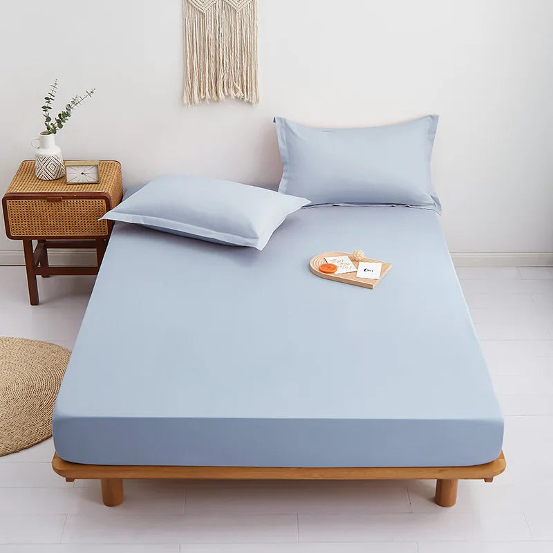 DecorBites™ Cotton Fitted Sheet Set Cozy Bedsheet Pillowcases King Twin Queen Full Size