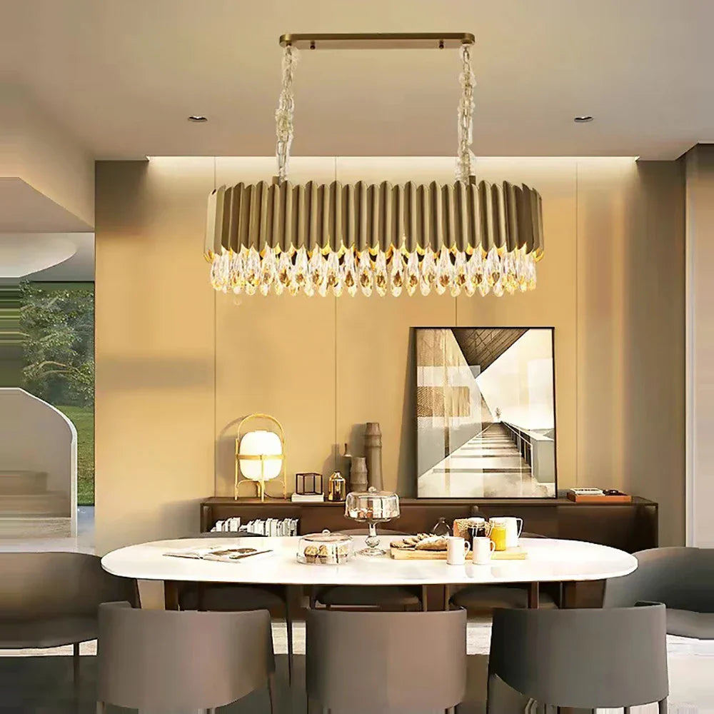 DecorBites™ Gold Crystal Water Droplet Pendant Light - Black Suspension Lamp