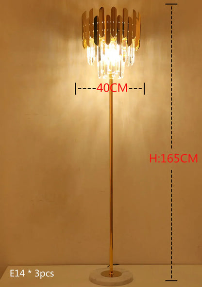 DecorBites™ Crystal Gold Floor Lamp for Bedroom & Living Room - Modern Luxury LED Light