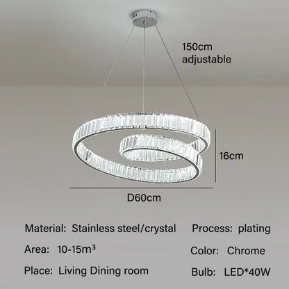 DecorBites™ Crystal LED Pendant Lights: Modern Luxury Chandelier for Living and Dining Rooms