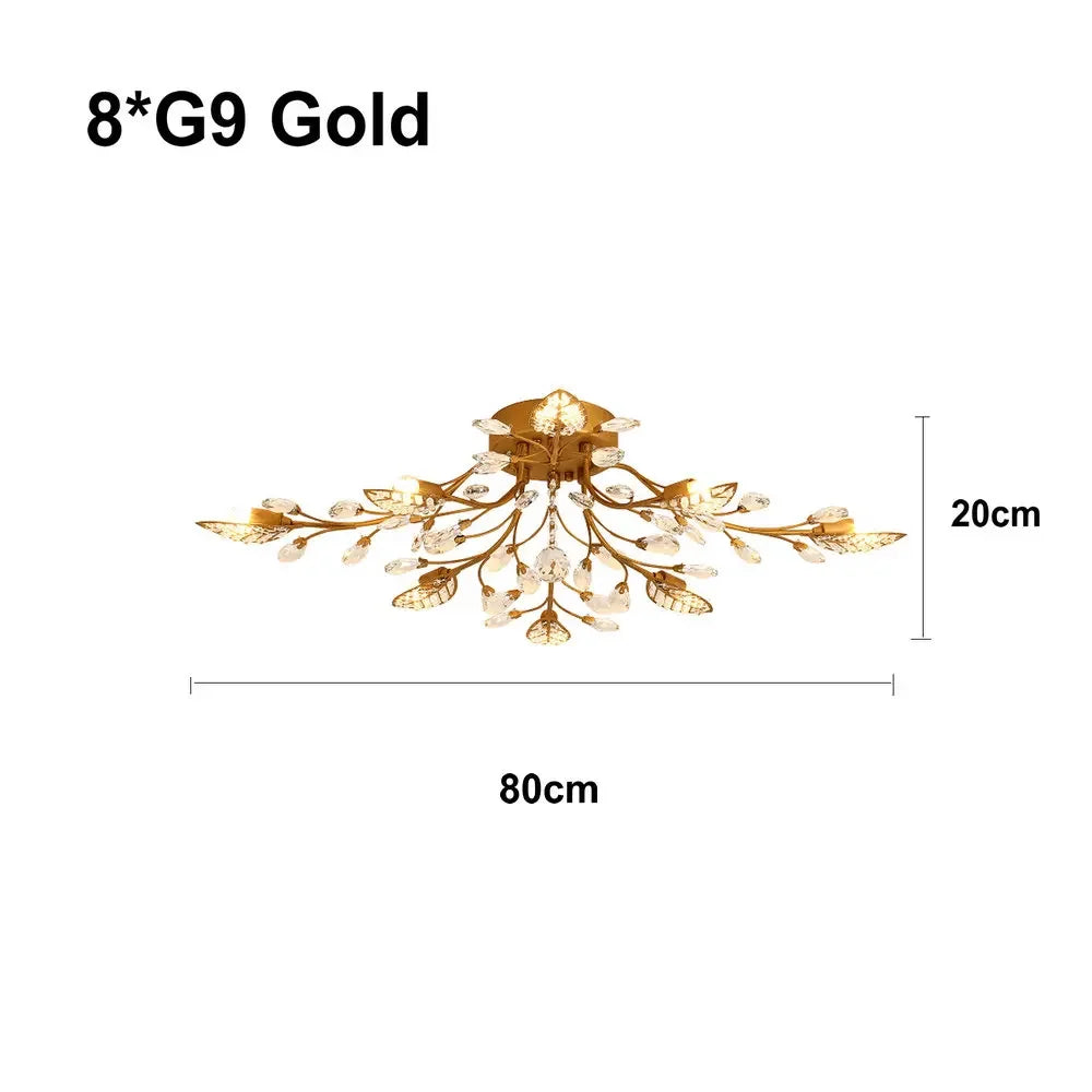 DecorBites™ Crystal Leaf LED Ceiling Chandelier: Industrial Retro Home Decor Lighting