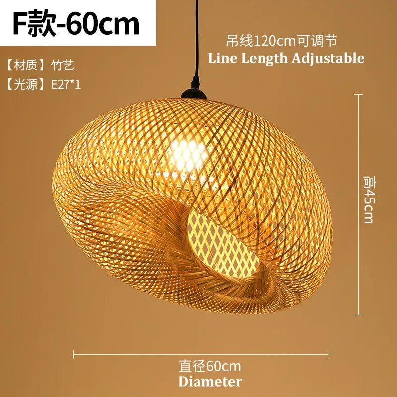 DecorBites™ Bamboo Pendant Light Hand Woven LED Chandelier for Home Decor